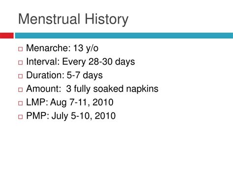 midas menstrual history